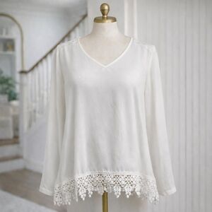 zac & Rachel White Long Sleeve Blouse Embroidered